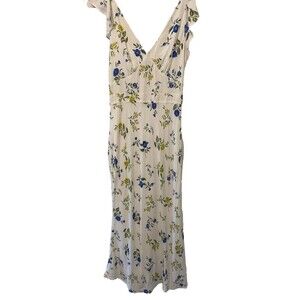 Jason Wu Collection White‎ Floral Ruffal V Neck Size 2 Retail $395. Designer
